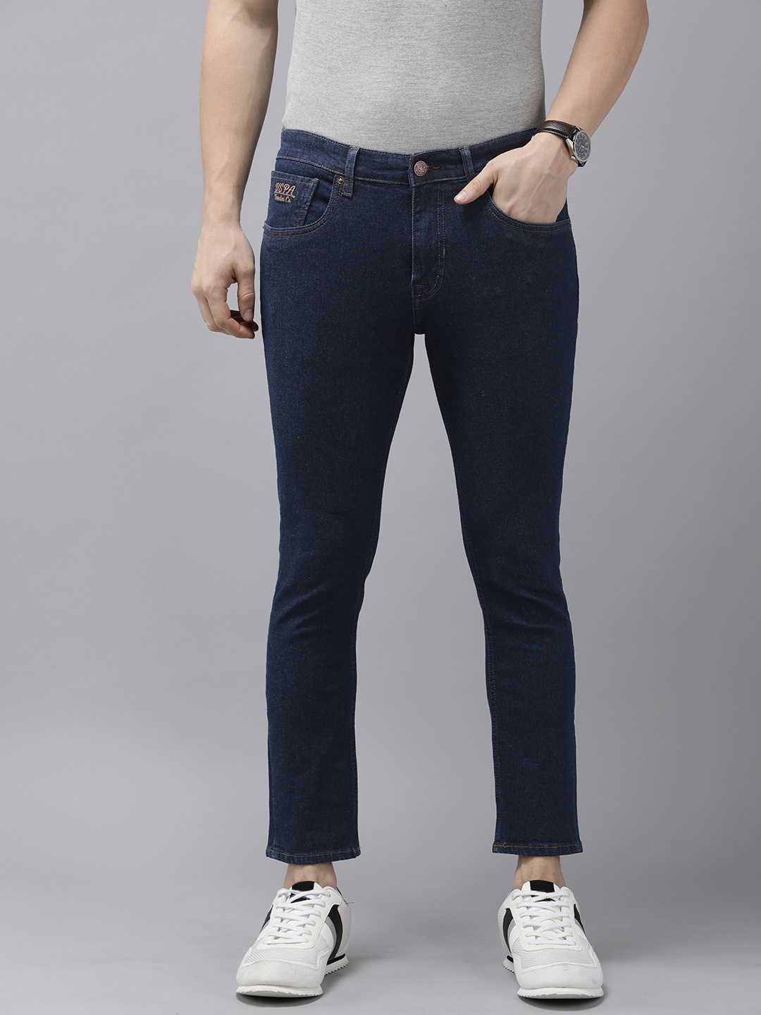 

U.S. Polo Assn. Denim Co. Men Mid Rise Henry Slim Fit Stretchable Jeans, Blue