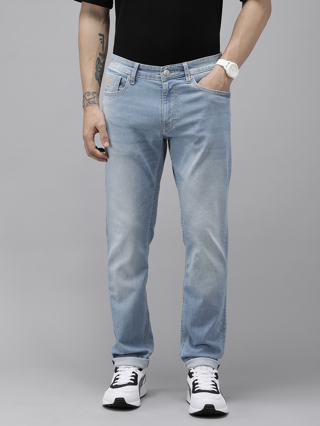 

U.S. Polo Assn. Denim Co. Men Brandon Slim Tapered Light Fade Stretchable Jeans, Blue