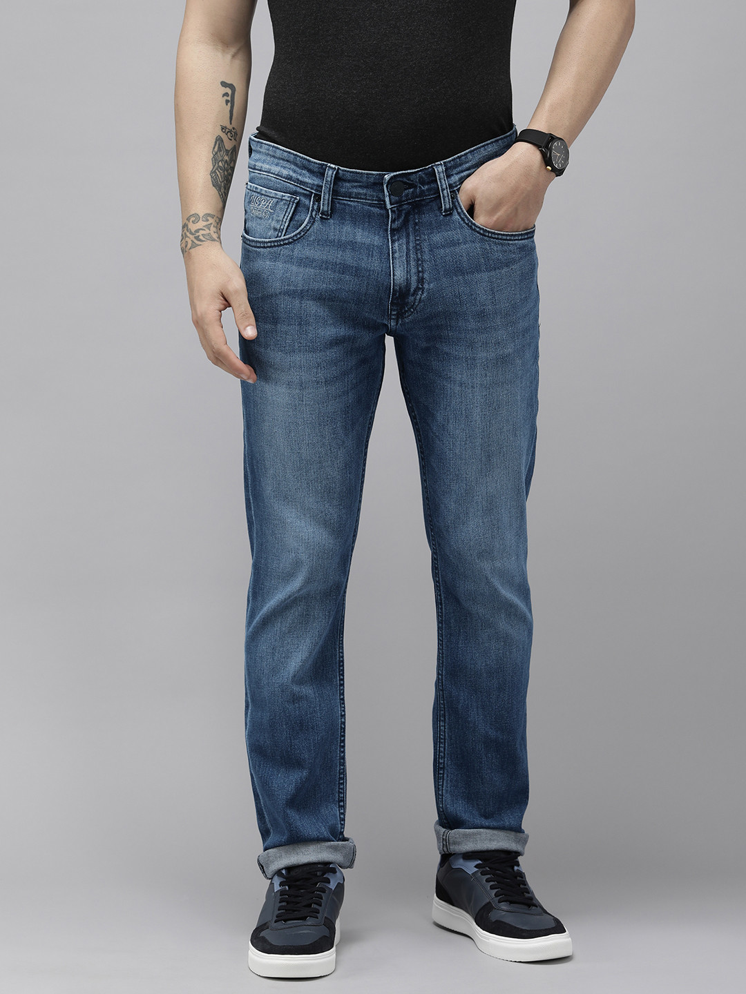

U.S. Polo Assn. Denim Co. Men Mid Rise Slim Fit Heavy Fade Stretchable Jeans, Blue