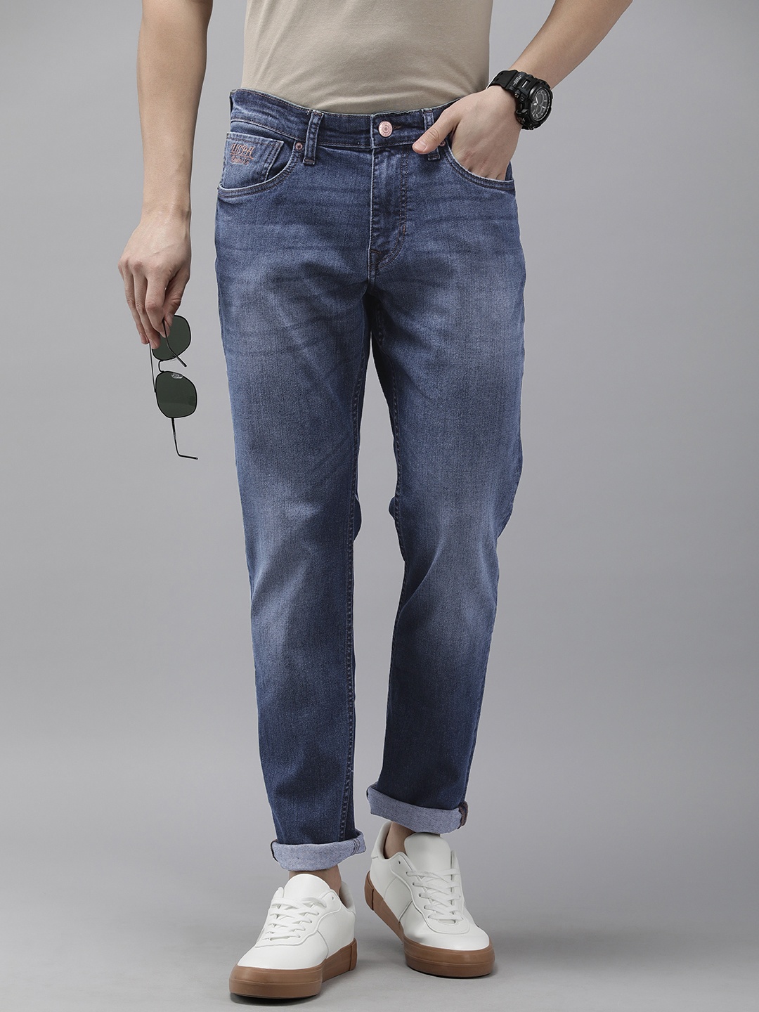 

U.S. Polo Assn. Denim Co. Men Slim Fit Light Fade Stretchable Jeans, Blue