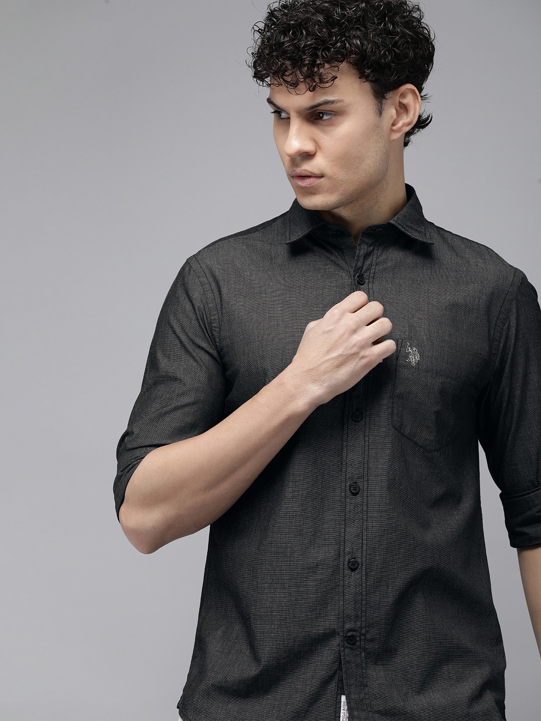 

U.S. Polo Assn. Tailored Fit Opaque Pure Cotton Casual Shirt, Charcoal