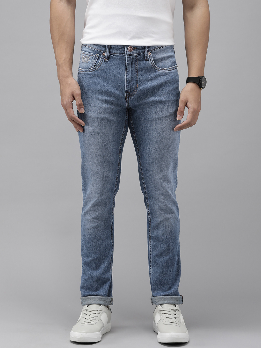 

U.S. Polo Assn. Denim Co. Men Skinny Fit Heavy Fade Stretchable Jeans, Blue