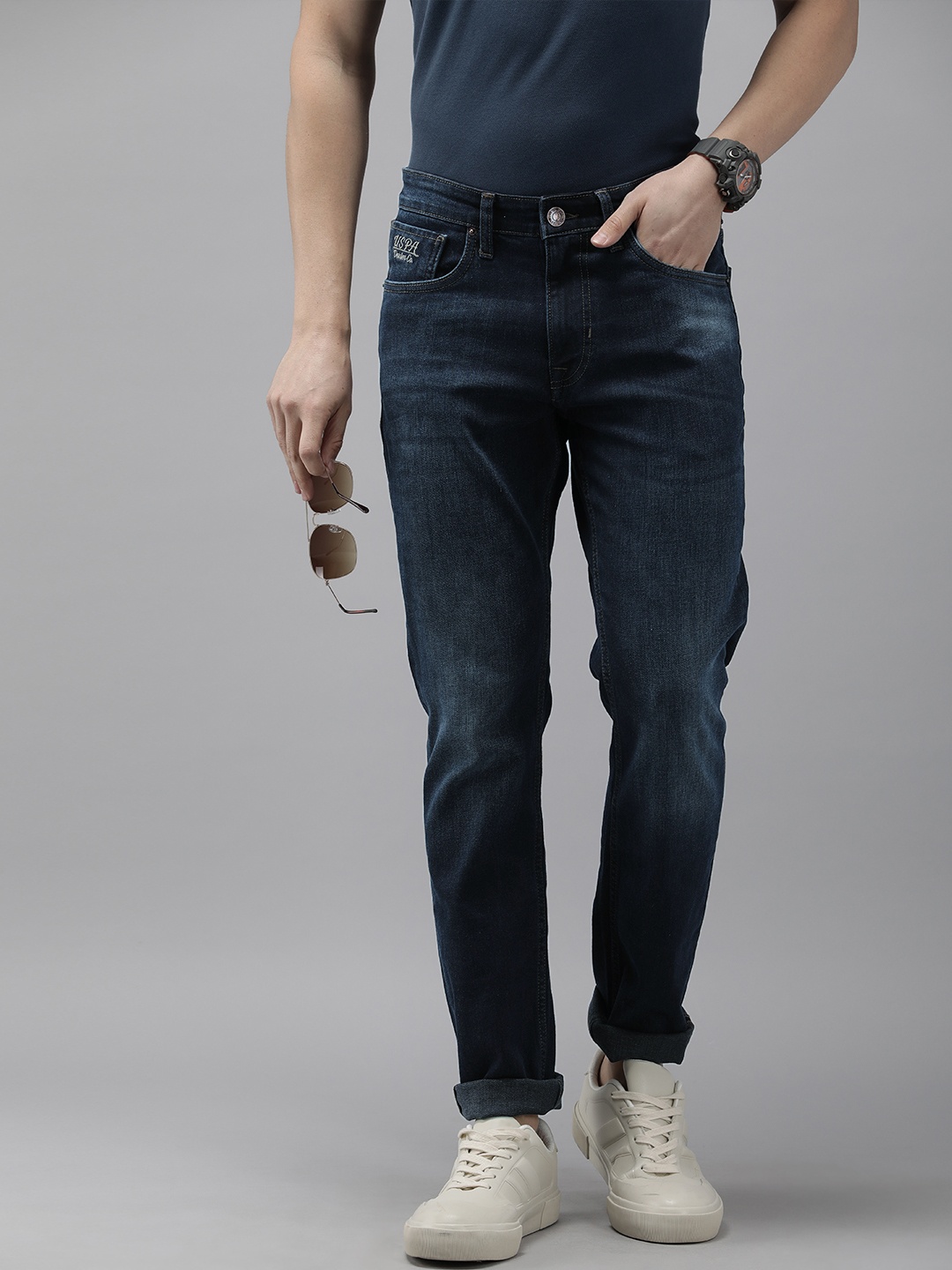 

U.S. Polo Assn. Denim Co. Men Slim Fit Light Fade Stretchable Jeans, Blue