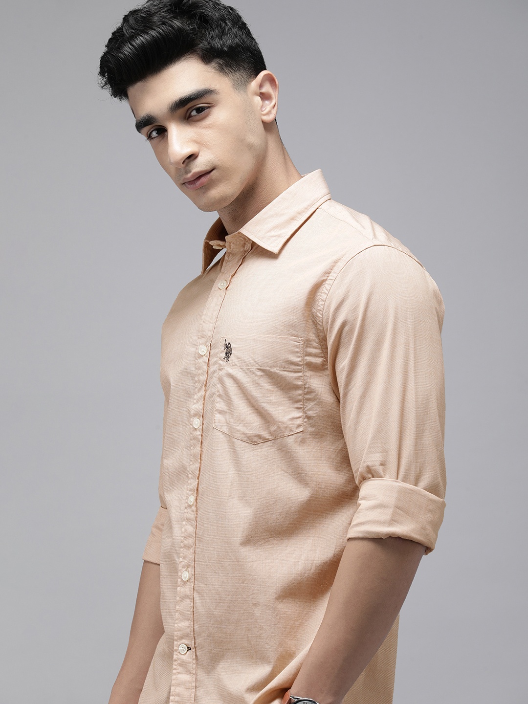 

U.S. Polo Assn. Pure Cotton Tailored Fit Casual Shirt, Beige