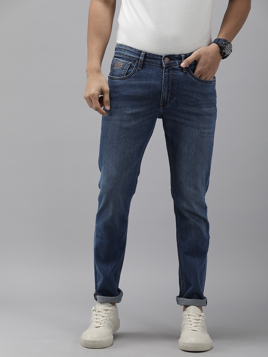 

U.S. Polo Assn. Denim Co. Men Slim Fit Light Fade Stretchable Jeans, Blue