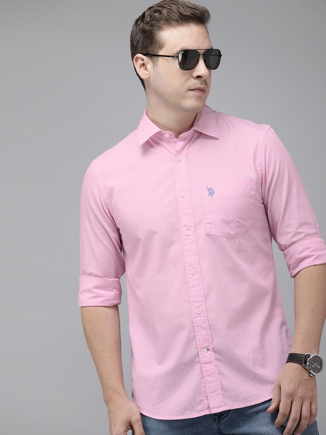 

U.S. Polo Assn. Pure Cotton Tailored Fit Casual Shirt, Pink