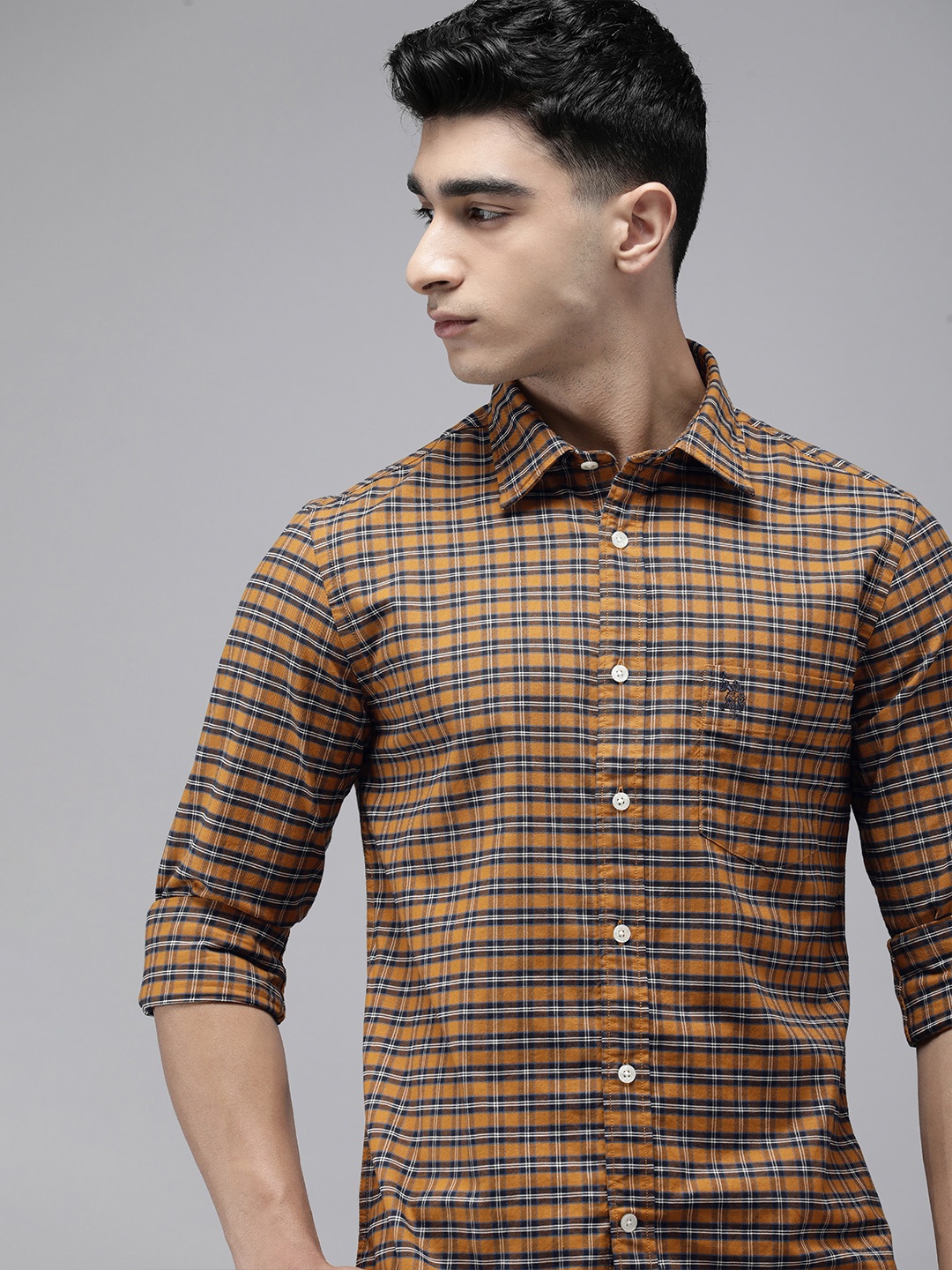

U.S. Polo Assn. Pure Cotton Tailored Fit Checked Casual Shirt, Brown