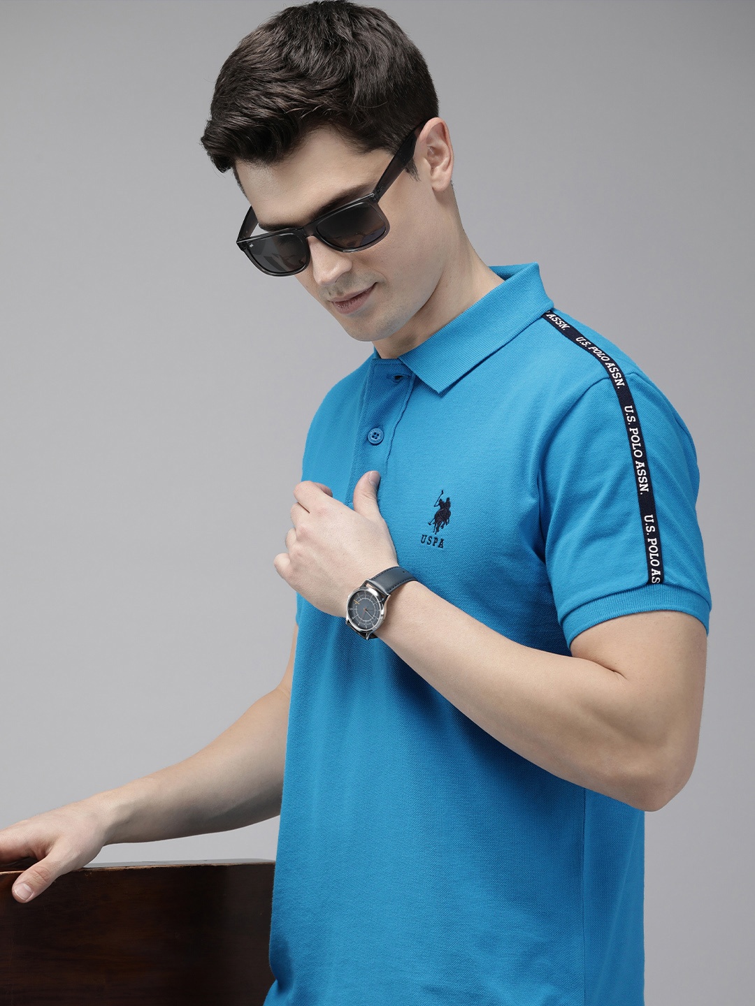 

U.S. Polo Assn. Polo Collar Pure Cotton Slim Fit T-shirt, Blue