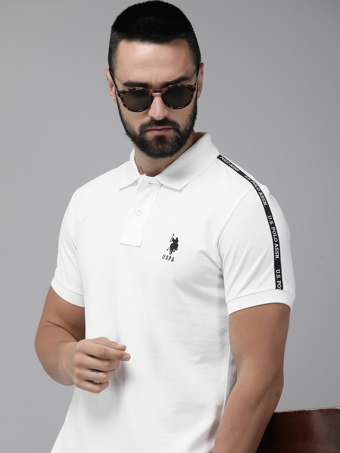 

U.S. Polo Assn. Polo Collar Pure Cotton Slim Fit T-shirt, White