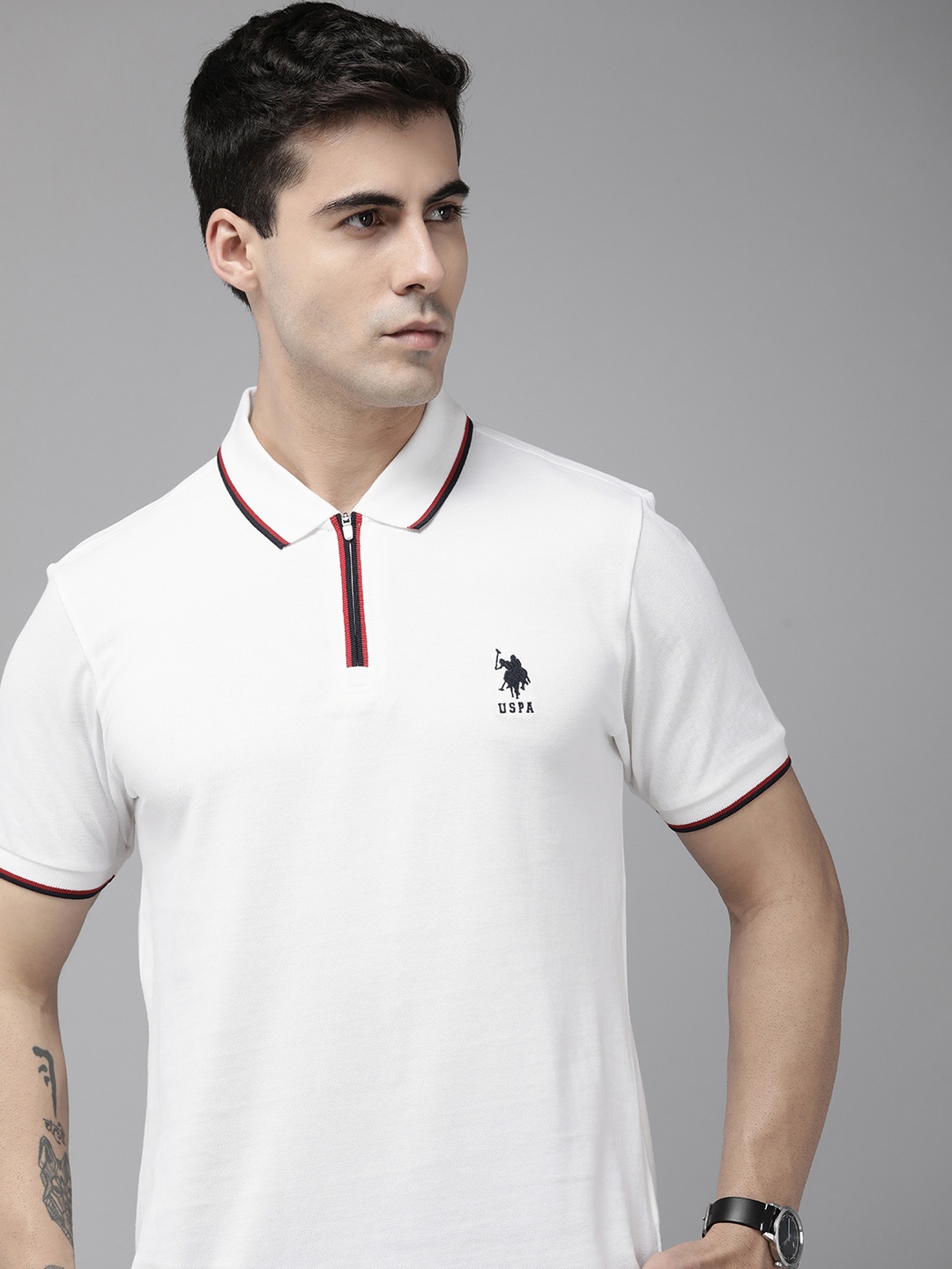 

U.S. Polo Assn. Polo Collar Pure Cotton Slim Fit T-shirt, White