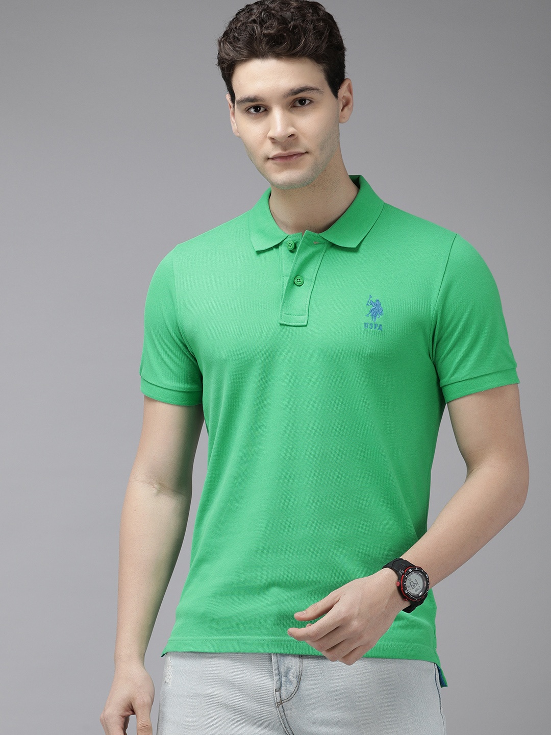 

U.S. Polo Assn. Polo Collar Pure Cotton Slim Fit T-shirt, Green