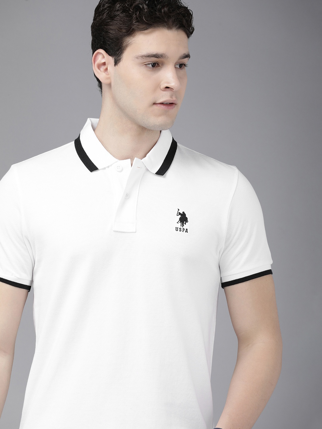 

U.S. Polo Assn. Polo Collar Pure Cotton Slim Fit T-shirt, White