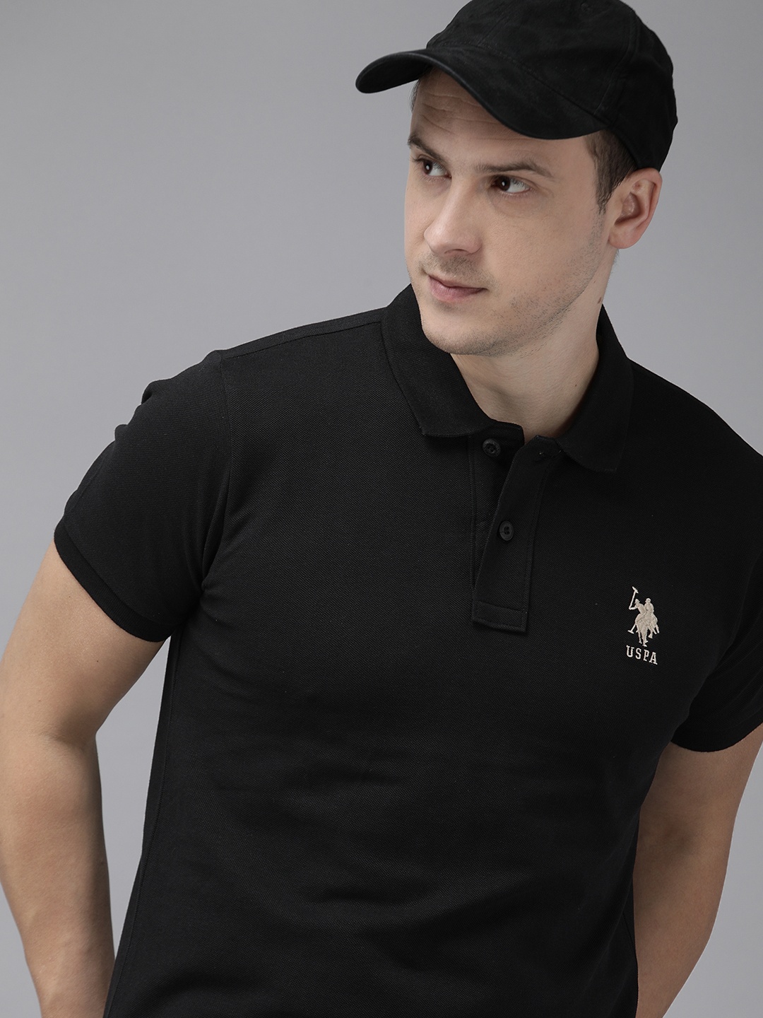 

U.S. Polo Assn. Polo Collar Pure Cotton Slim Fit T-shirt, Black