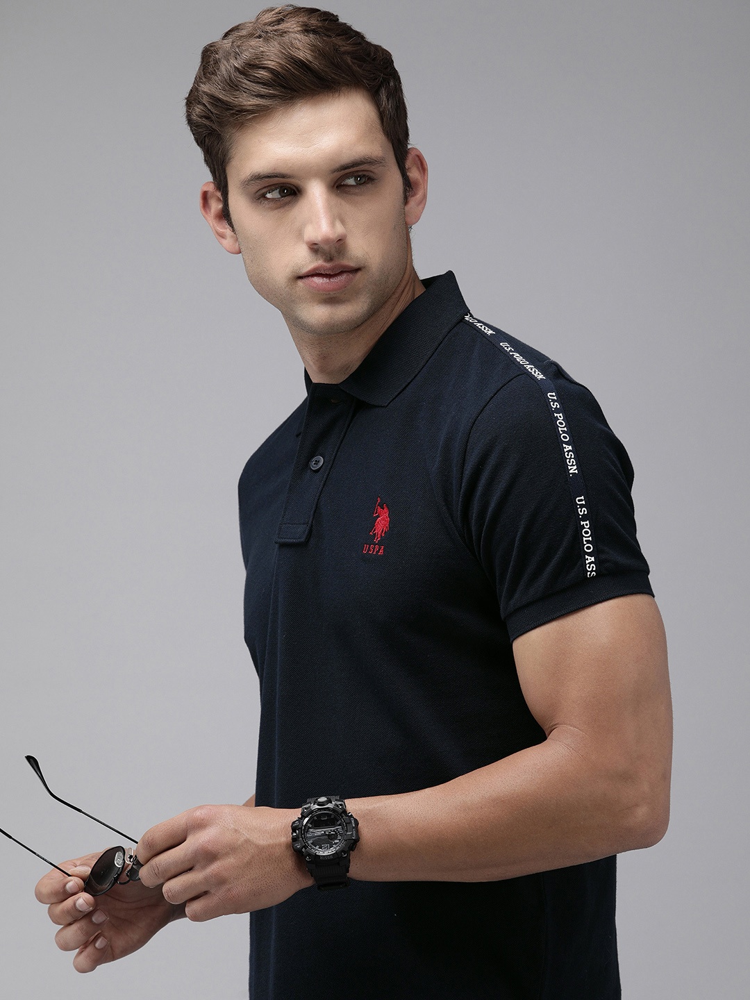 

U.S. Polo Assn. Embroidered Polo Collar Pure Cotton Slim Fit T-shirt, Navy blue