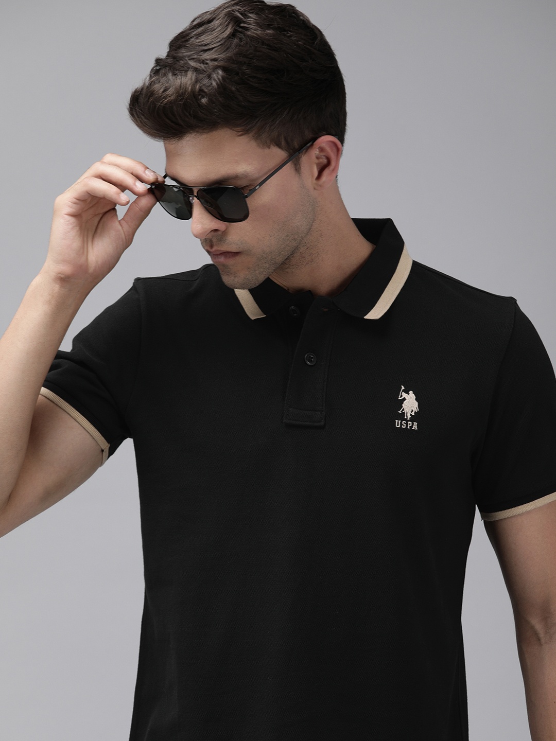 

U.S. Polo Assn. Polo Collar Pure Cotton Slim Fit T-shirt, Black