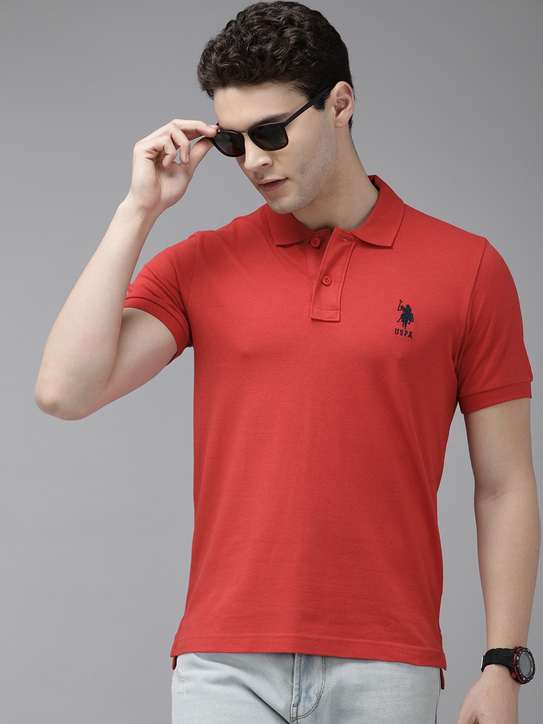 

U.S. Polo Assn. Polo Collar Pure Cotton Slim Fit T-shirt, Red