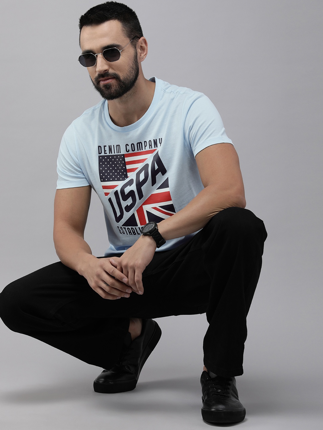 

U.S. Polo Assn. Denim Co. Printed Pure Cotton Slim Fit T-shirt, Blue
