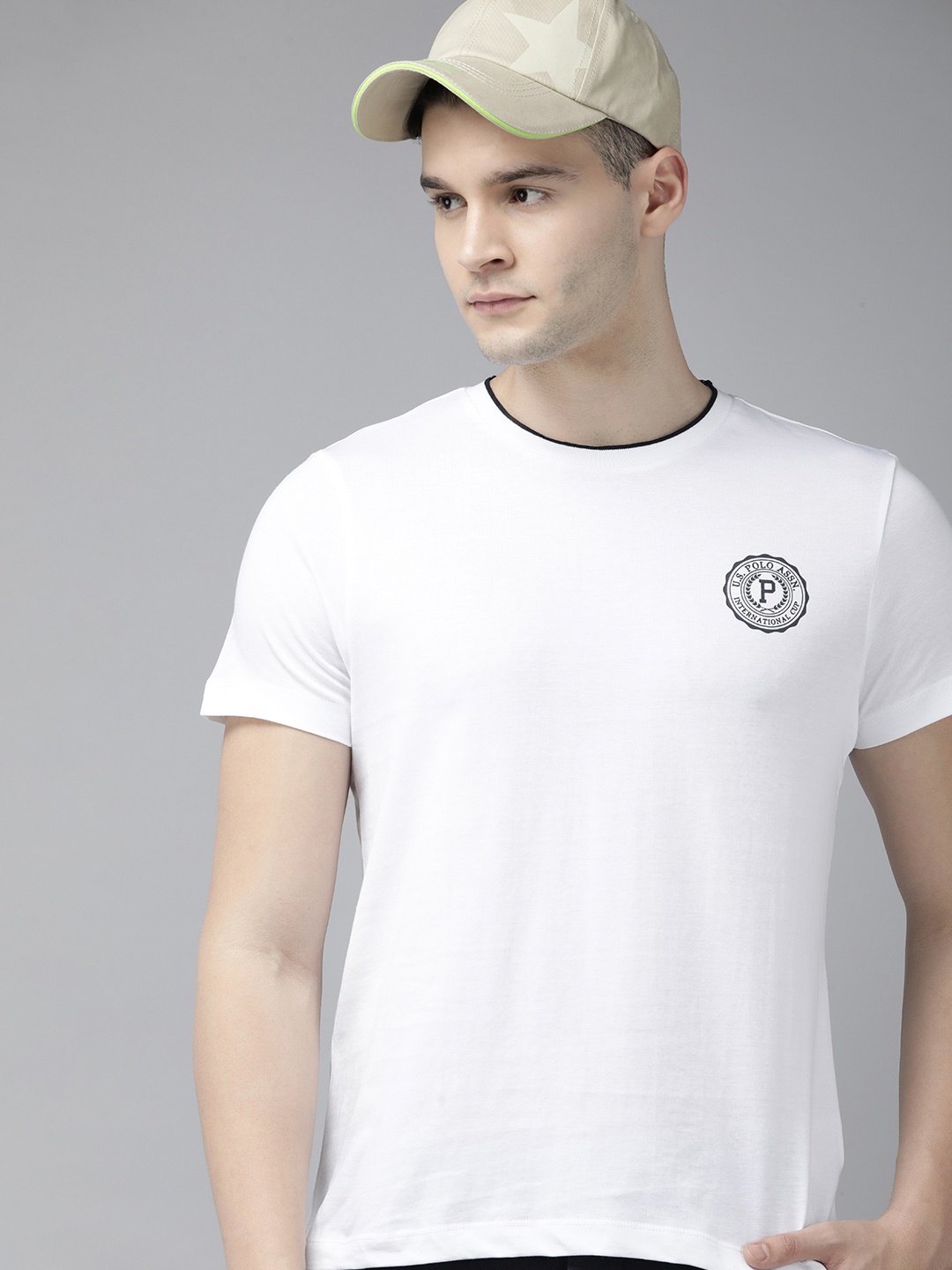 

U.S. Polo Assn. Minimal Brand Logo Printed Pure Cotton Slim Fit T-shirt, White