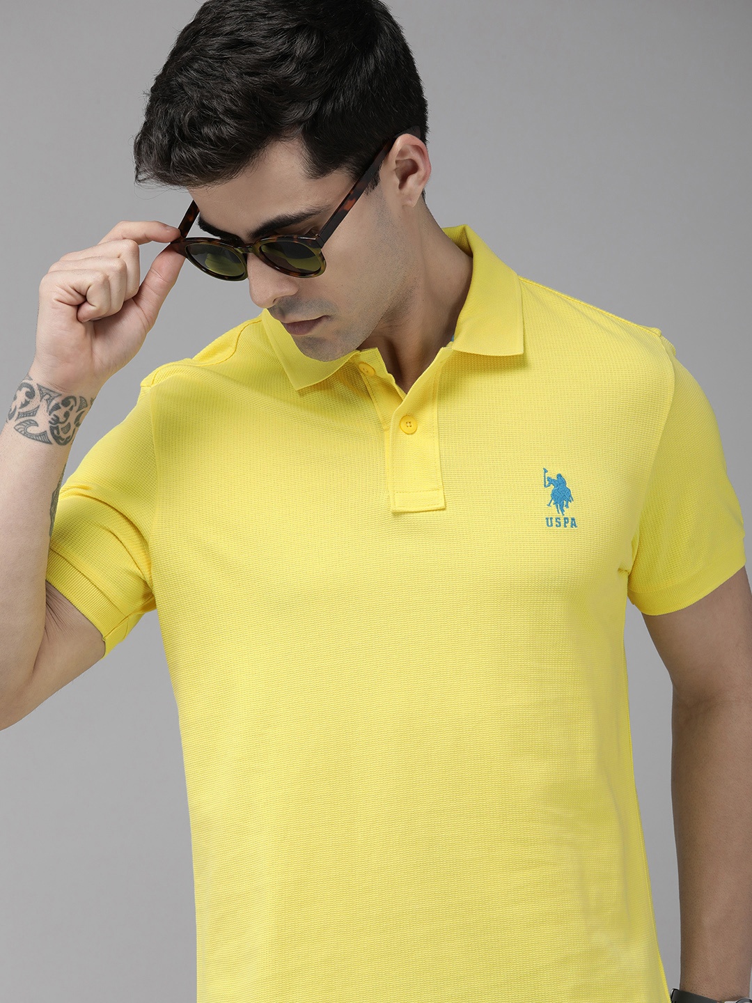 

U.S. Polo Assn. Polo Collar Pure Cotton Slim Fit T-shirt, Yellow