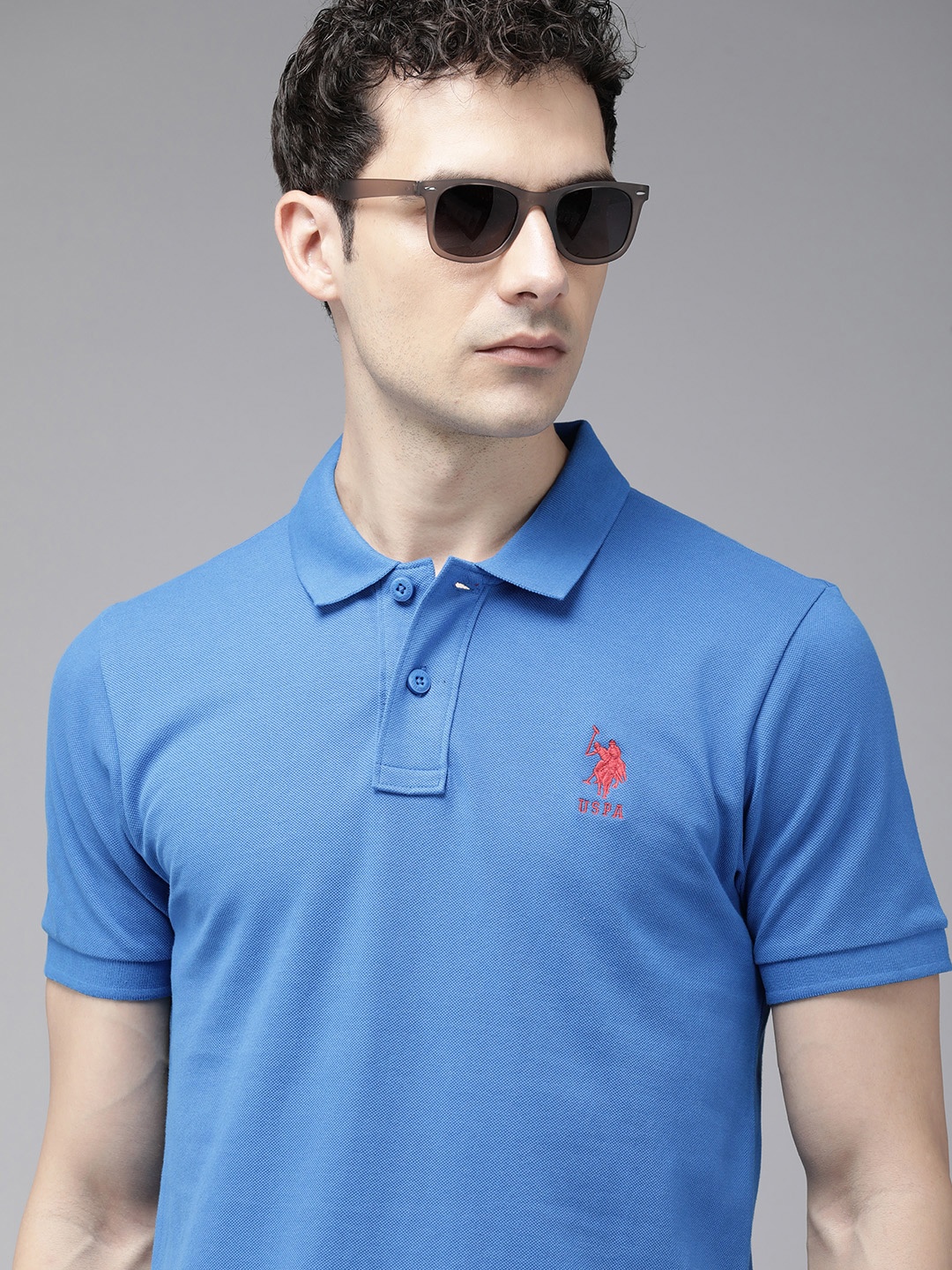 

U.S. Polo Assn. Polo Collar Pure Cotton Slim Fit T-shirt, Blue