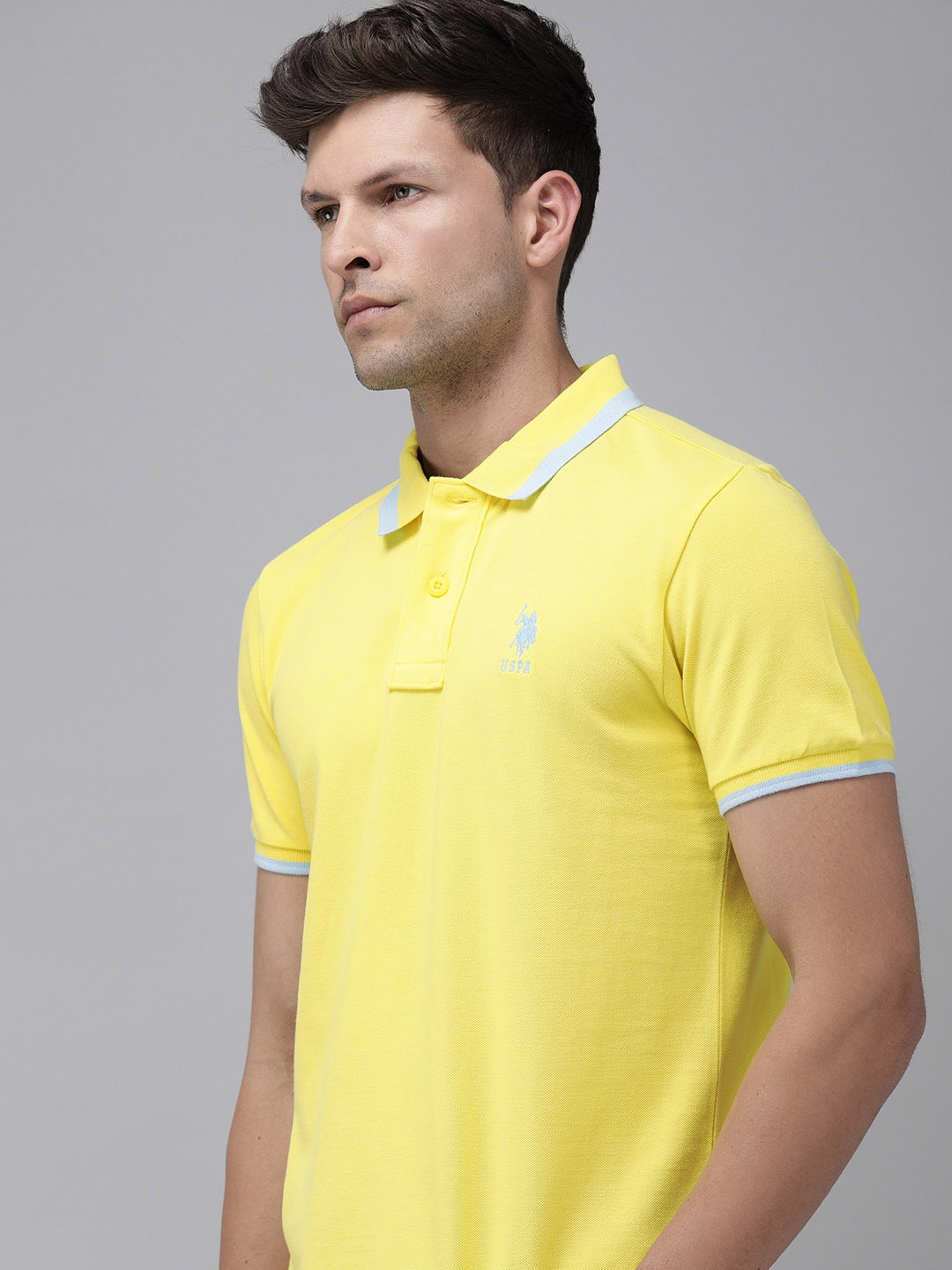 

U.S. Polo Assn. Polo Collar Pure Cotton Slim Fit T-shirt, Yellow