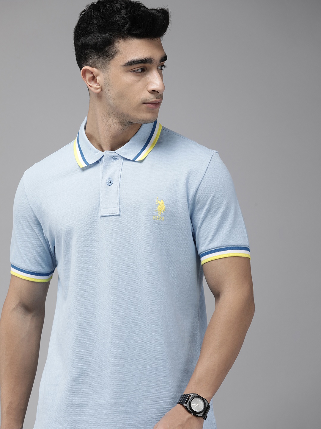 

U.S. Polo Assn. Pure Cotton Polo Collar Slim Fit T-shirt, Blue