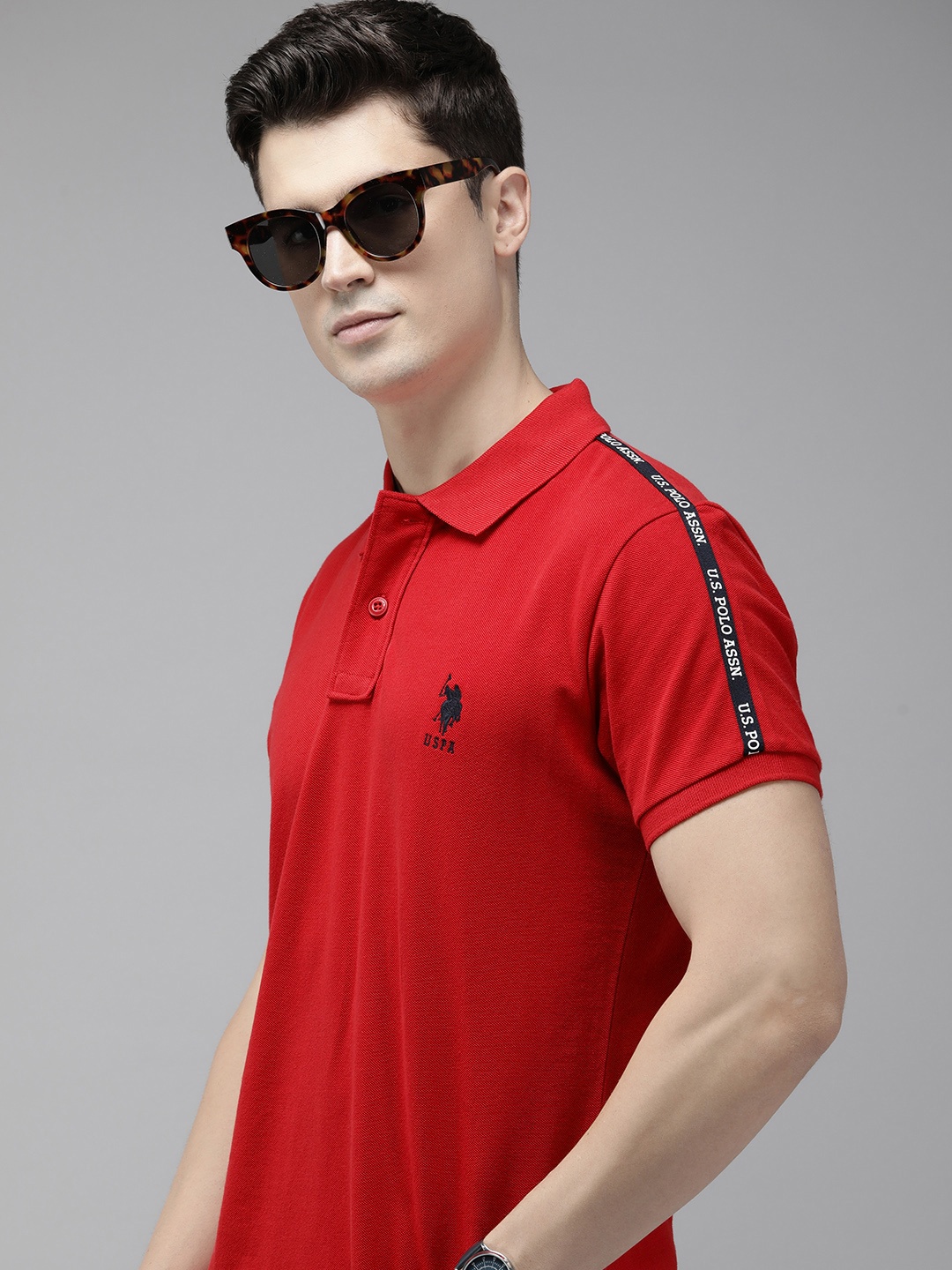 

U.S. Polo Assn. Embroidered Polo Collar Pure Cotton Slim Fit T-shirt, Red