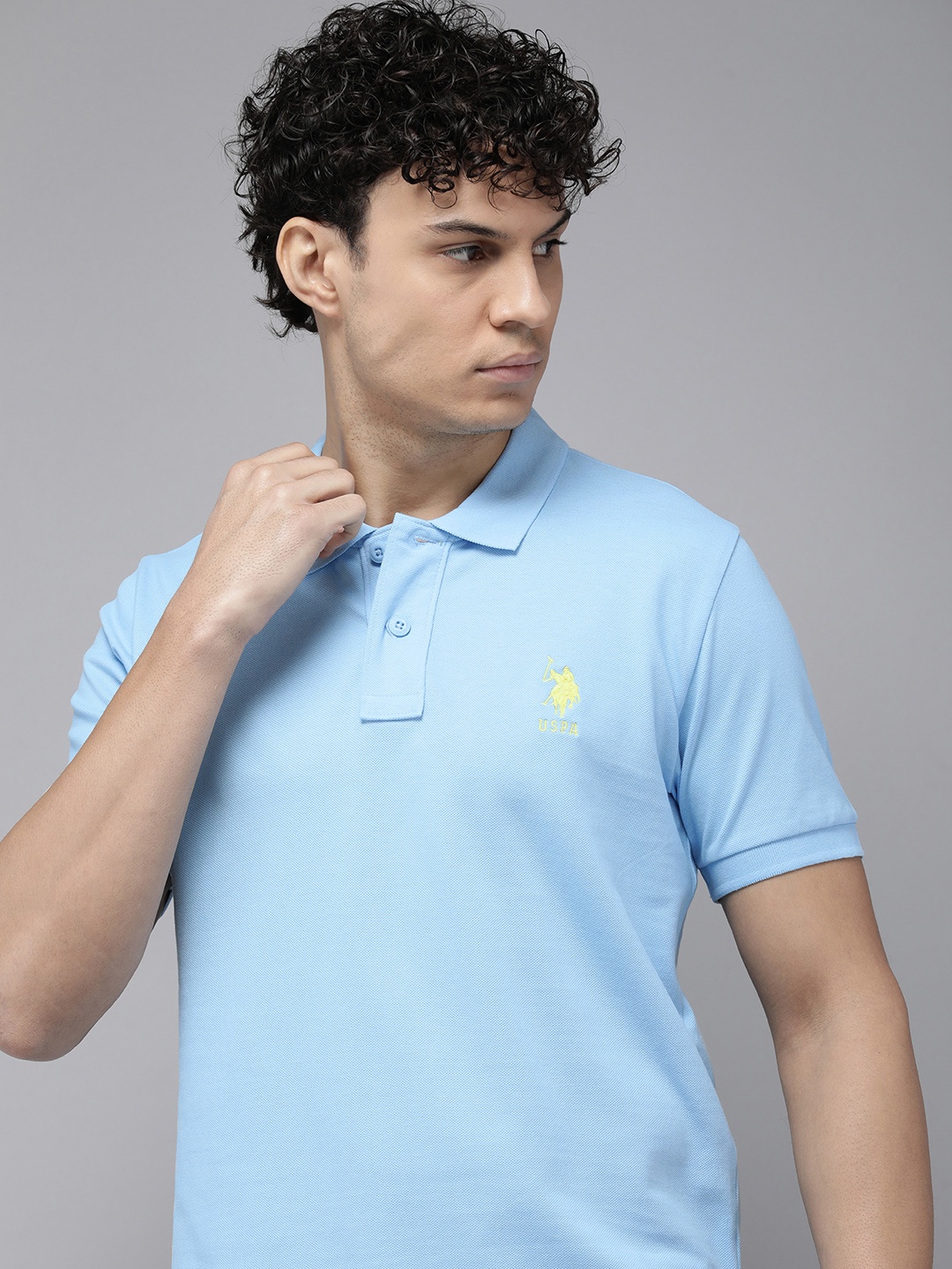 

U.S. Polo Assn. Polo Collar Pure Cotton Slim Fit T-shirt, Blue