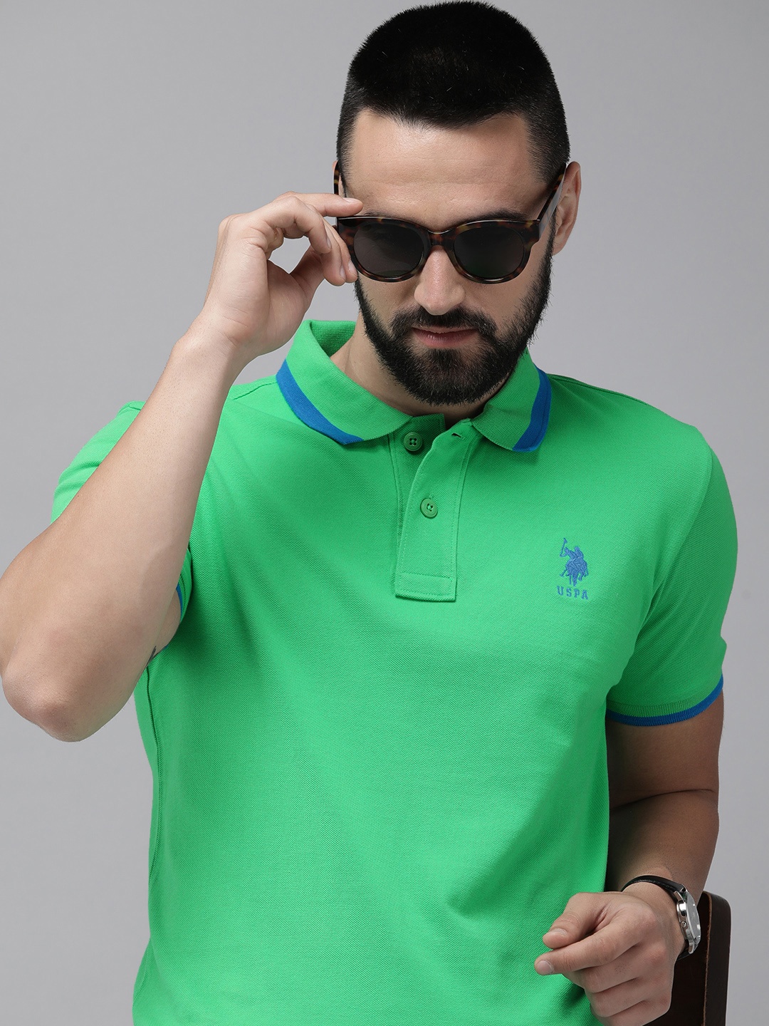 

U.S. Polo Assn. Polo Collar Pure Cotton Slim Fit T-shirt, Green