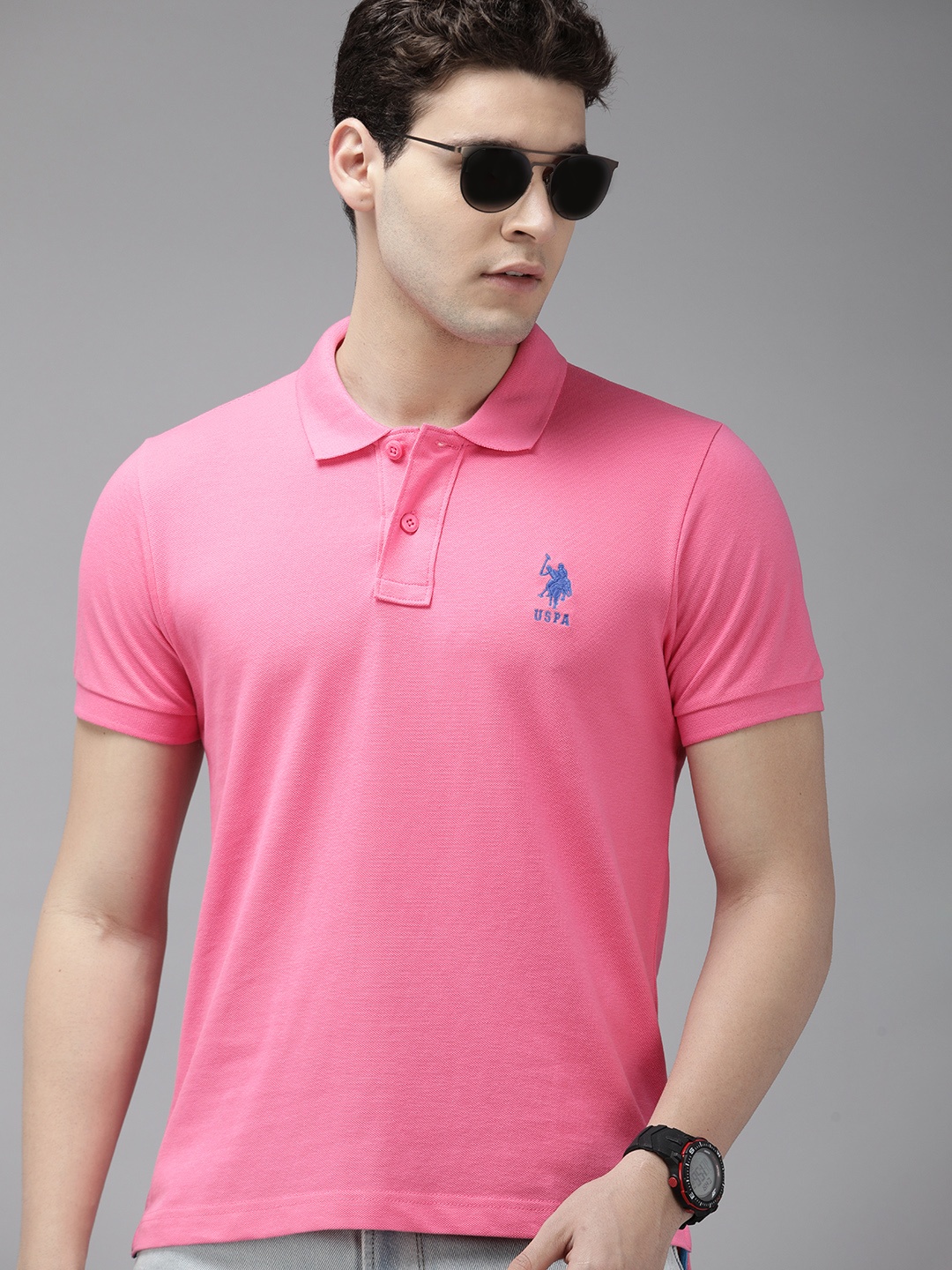 

U.S. Polo Assn. Polo Collar Pure Cotton Slim Fit T-shirt, Pink