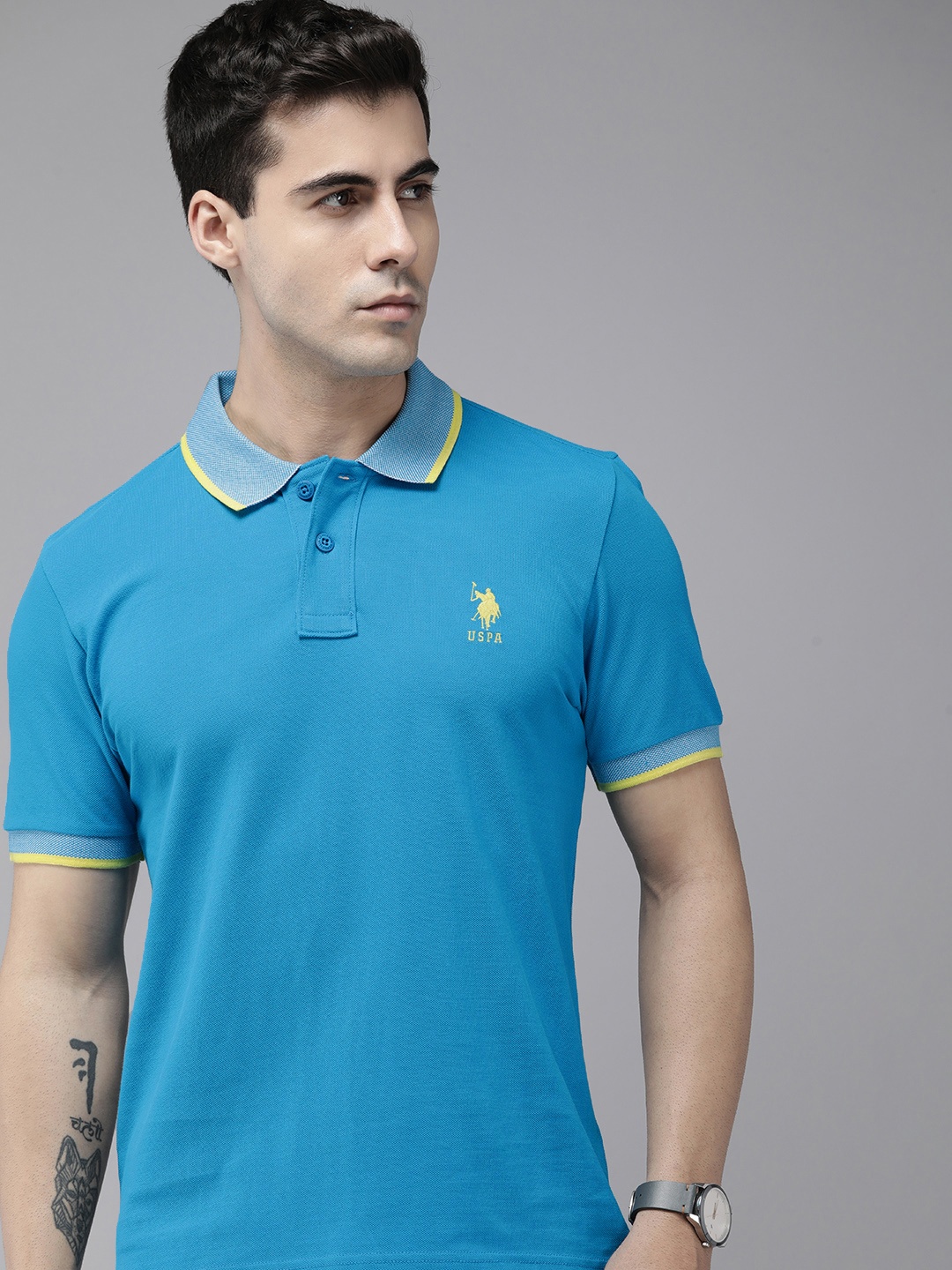 

U.S. Polo Assn. Polo Collar Pure Cotton Slim Fit T-shirt, Blue