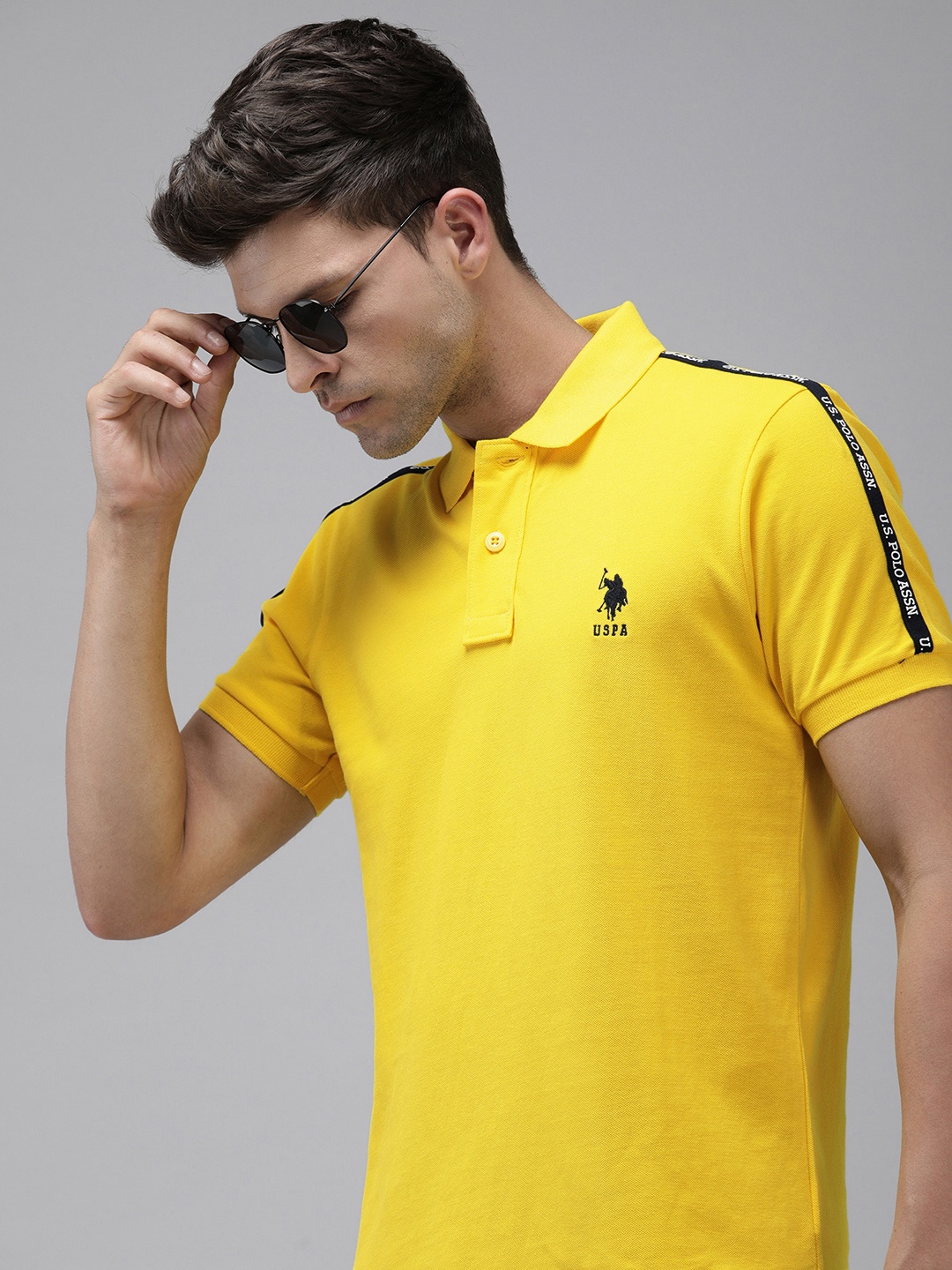 

U.S. Polo Assn. Polo Collar Pure Cotton Slim Fit T-shirt, Yellow