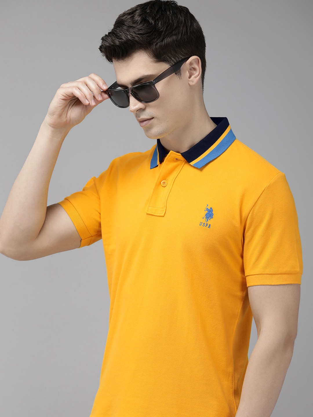 

U.S. Polo Assn. Polo Collar Pure Cotton Slim Fit T-shirt, Mustard