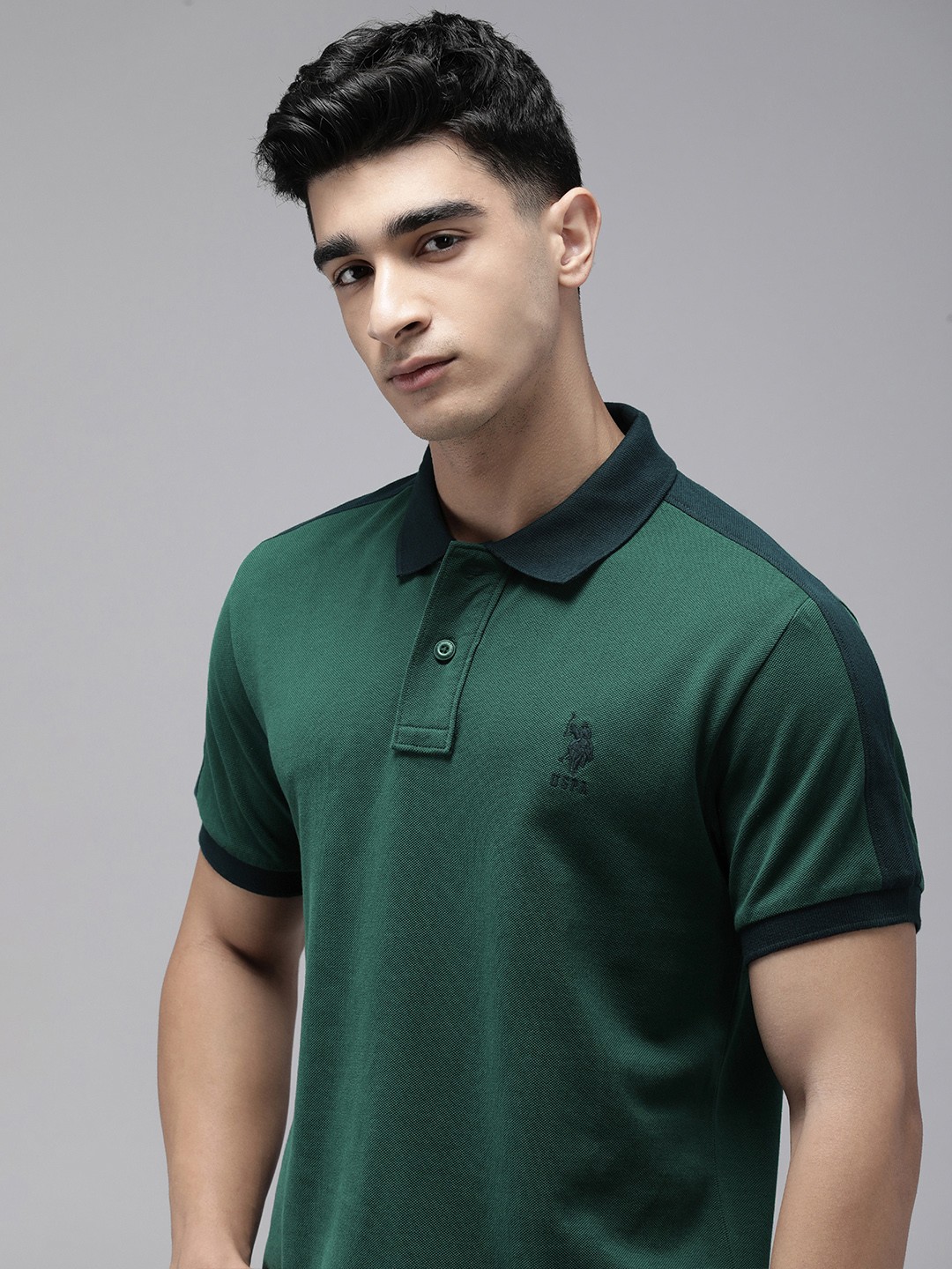 

U.S. Polo Assn. Polo Collar Pure Cotton Slim Fit T-shirt, Green