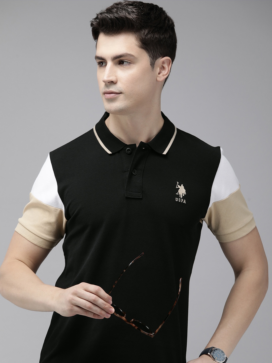 

U.S. Polo Assn. Polo Collar Pure Cotton Slim Fit T-shirt, Black
