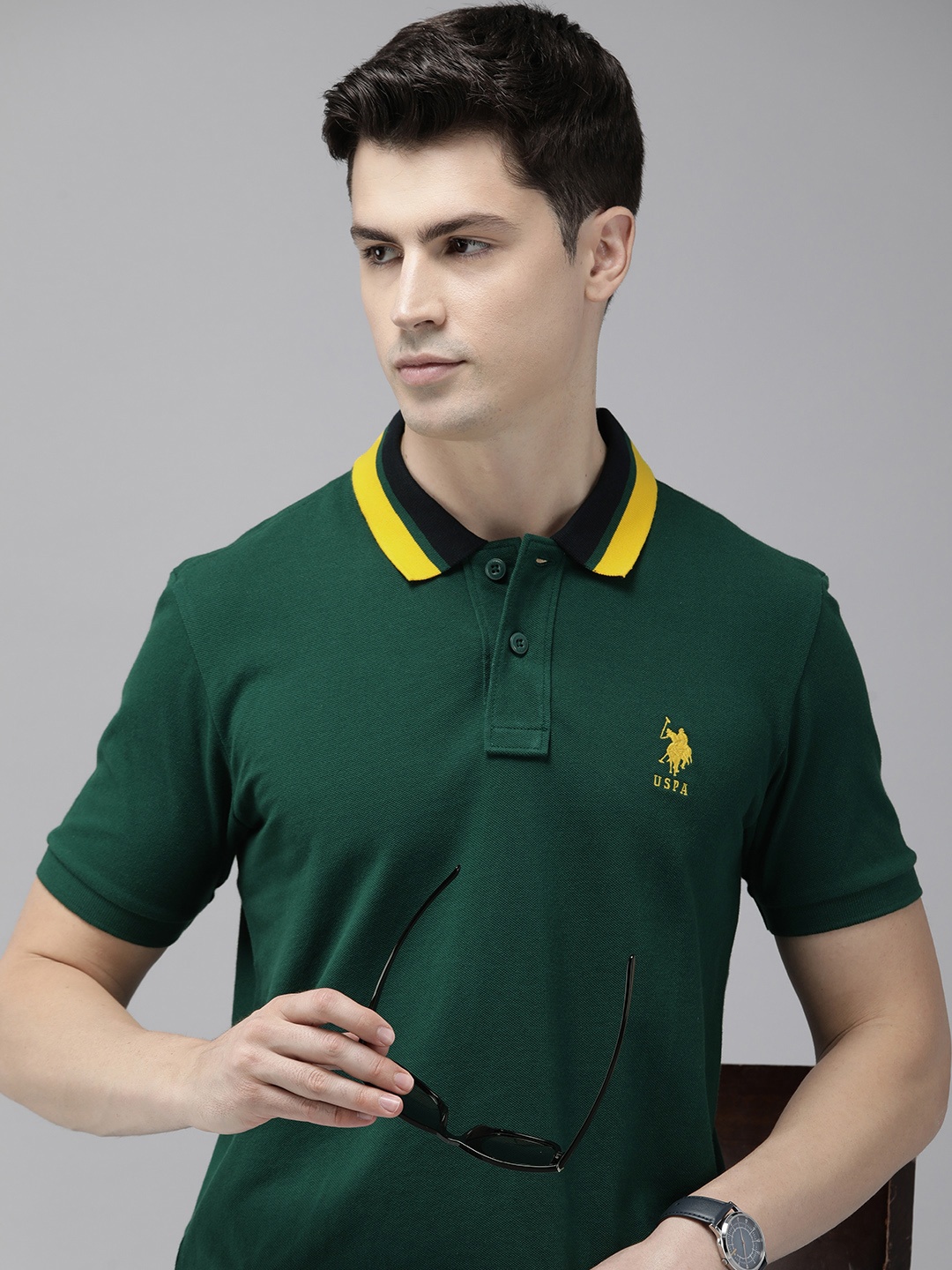 

U.S. Polo Assn. Polo Collar Pure Cotton Slim Fit T-shirt, Green