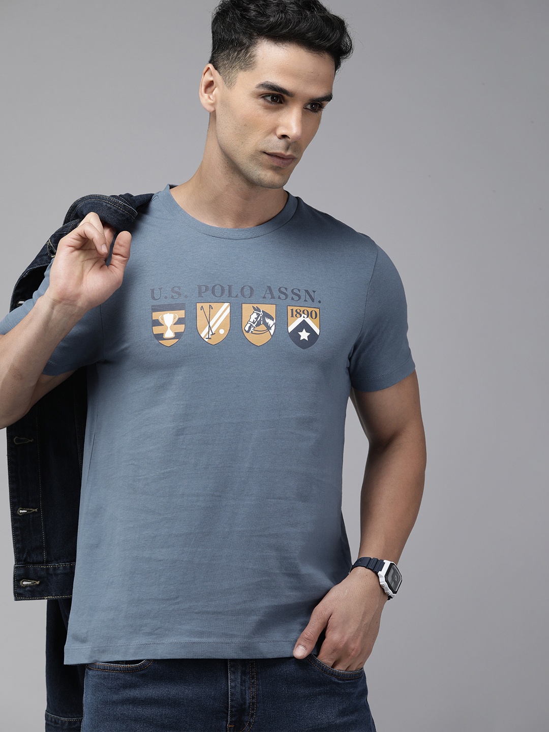 

U.S. Polo Assn. Denim Co. Printed Pure Cotton Slim Fit T-shirt, Blue