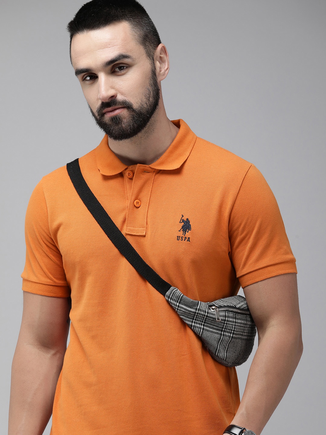 

U.S. Polo Assn. Polo Collar Pure Cotton Slim Fit T-shirt, Orange