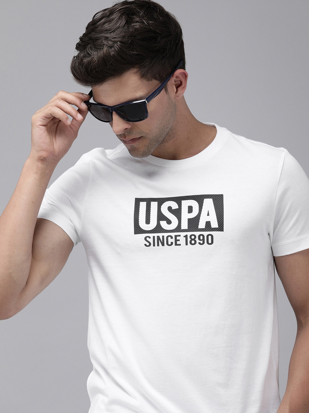 

U.S. Polo Assn. Brand Logo Printed Pure Cotton Slim Fit T-shirt, White