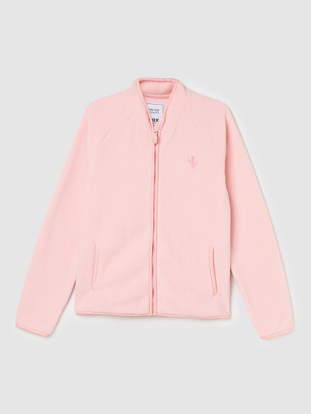 

max Girls Mock Collar Bomber Jacket, Pink