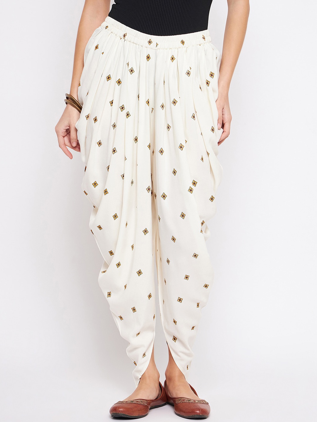 

TULIP 21 Women Printed Dhoti Pants, Off white