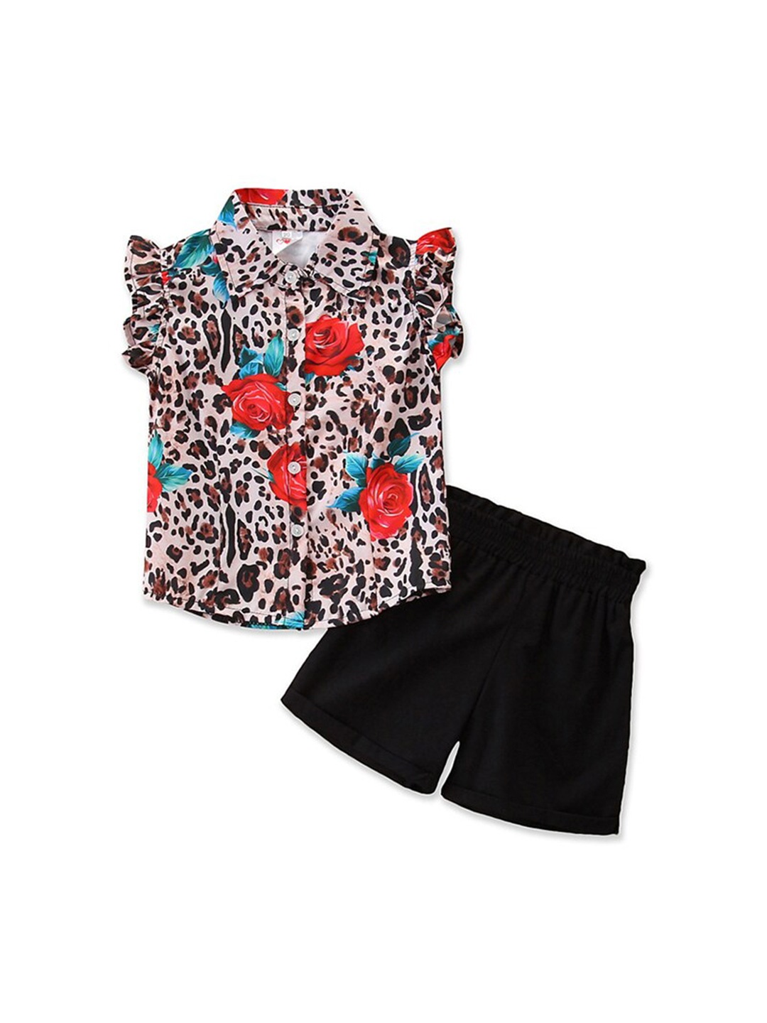 

StyleCast Girls Brown & Black Printed Shirt With Shorts