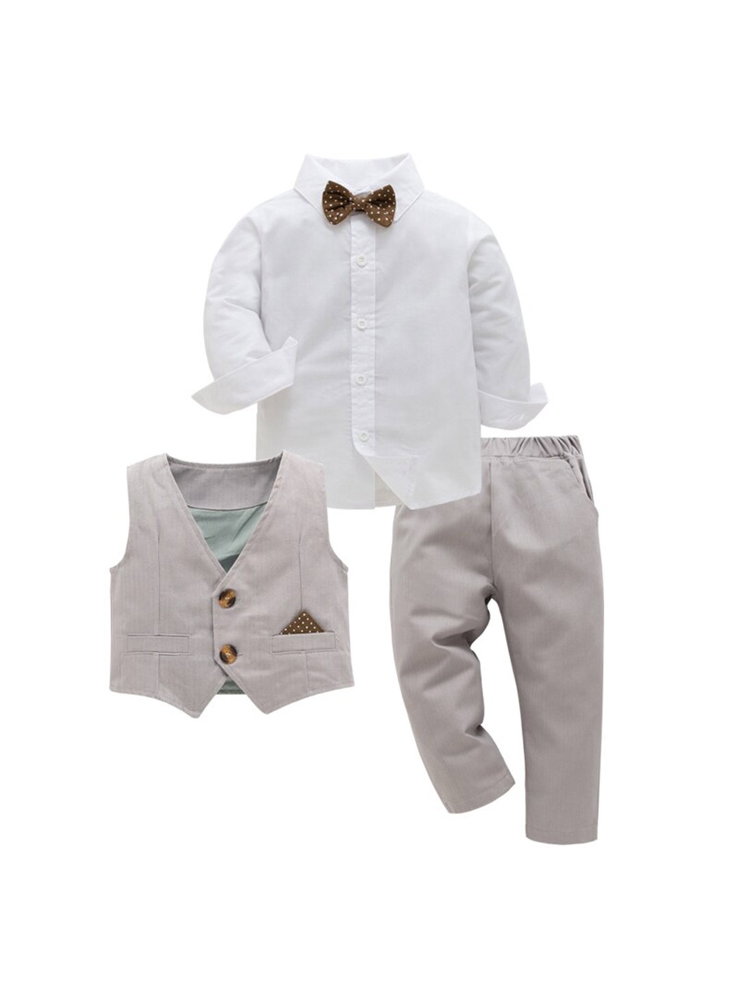 

StyleCast Boys Grey V-Neck Single Breasted 3 Piece Suit, White