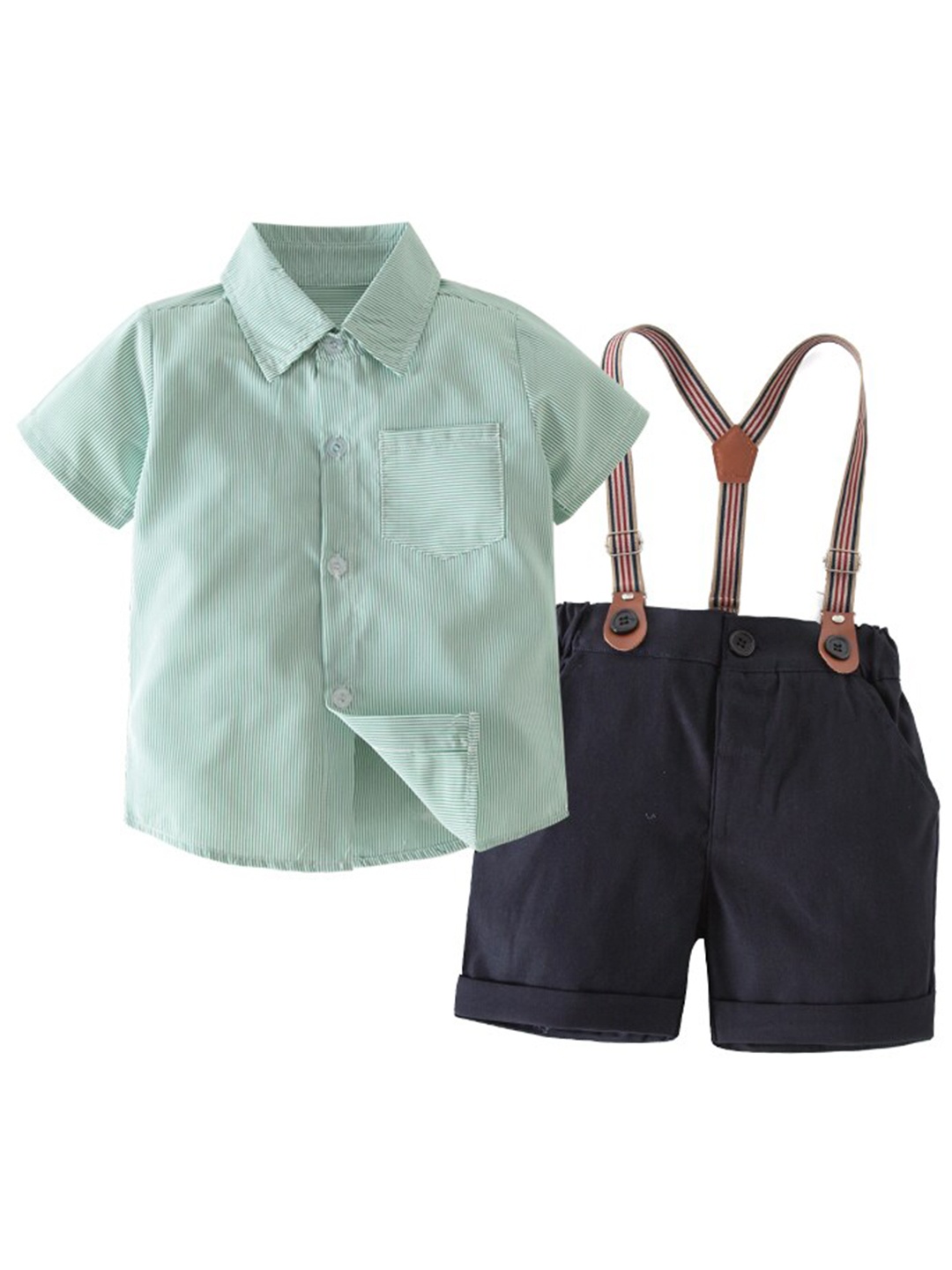

StyleCast Boys Green Striped Shirt with Trousers