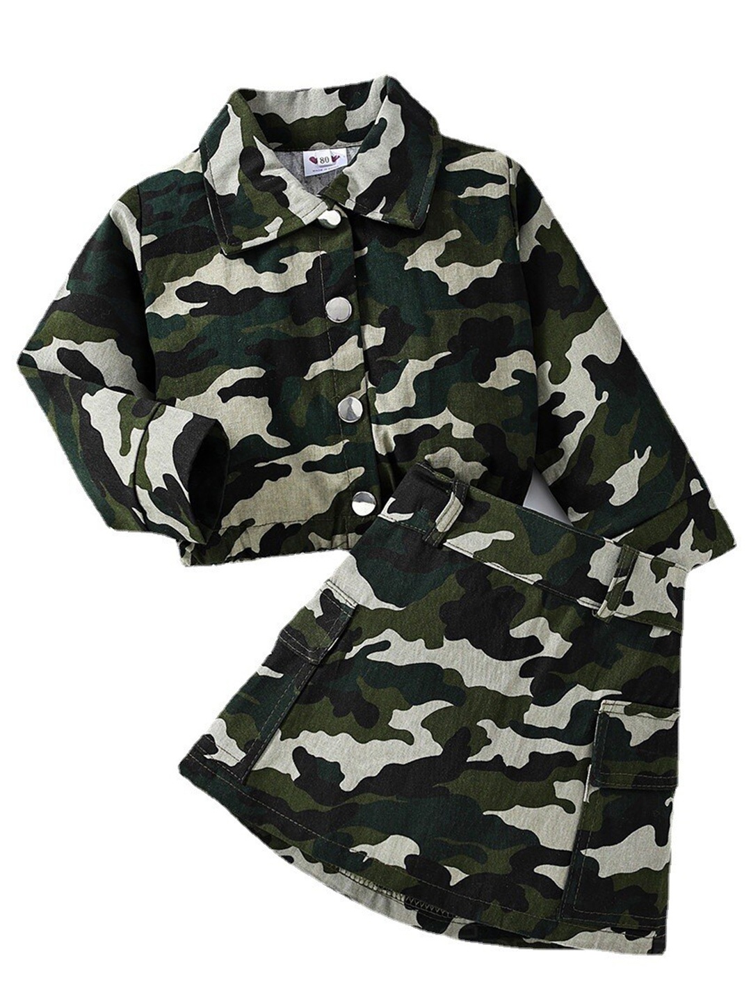 

StyleCast Girls Green Printed Shirt With Skirt