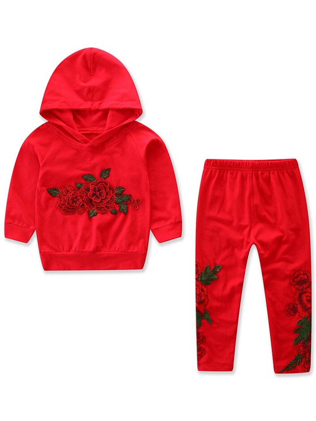 

StyleCast Girls Floral Hooded Sweatshirt with Pyjamas, Red