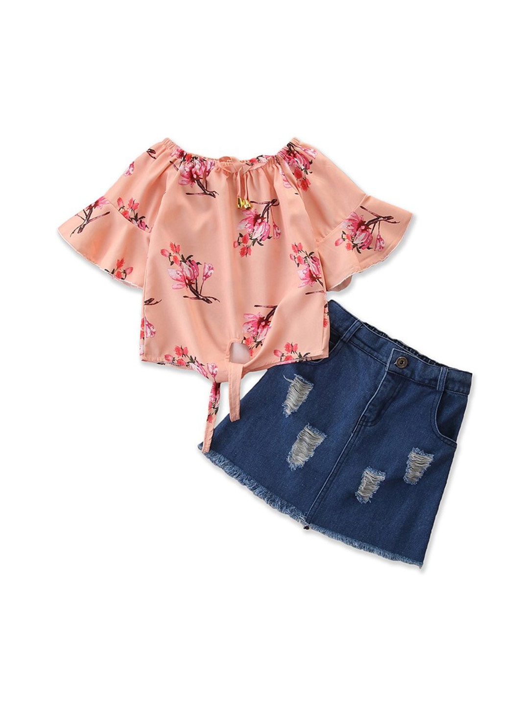 

StyleCast Girls Pink Printed Top with Skirt