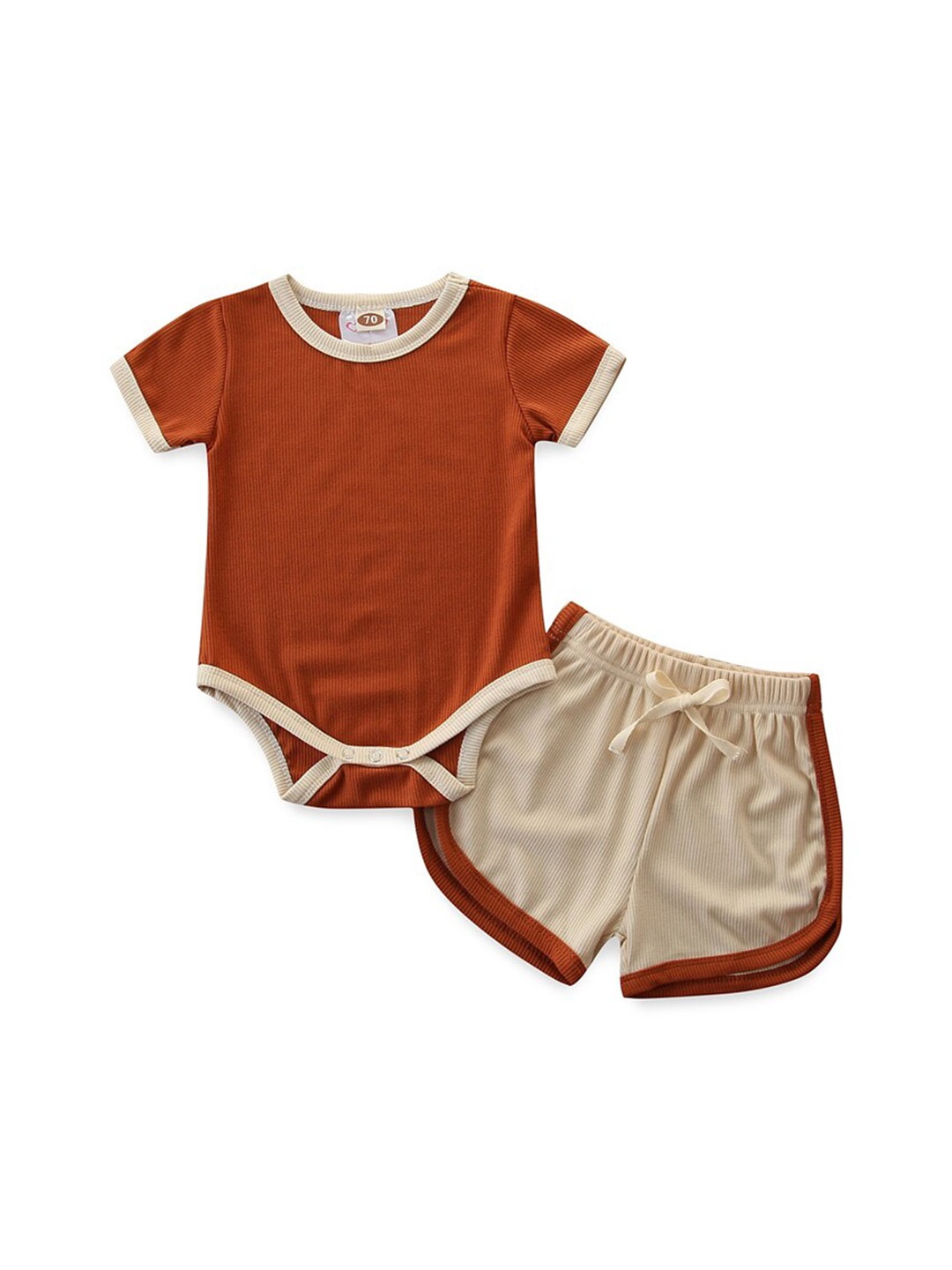 

StyleCast Infants Boys Brown Striped Bodysuit with Shorts