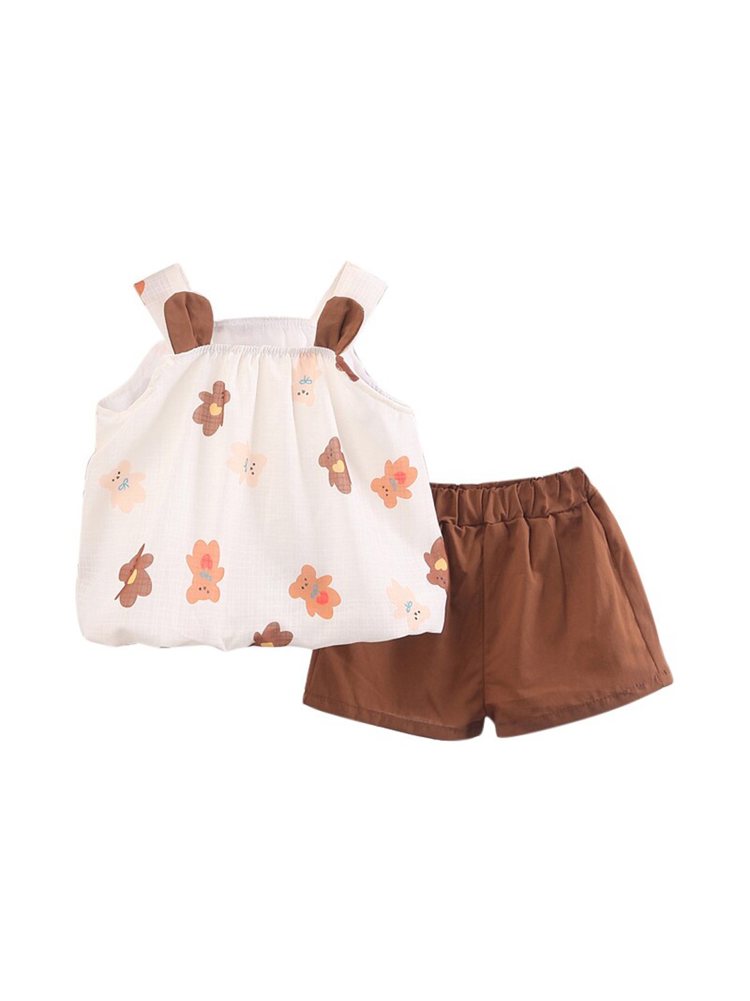 

StyleCast Girls White & Brown Conversational Printed Top With Shorts