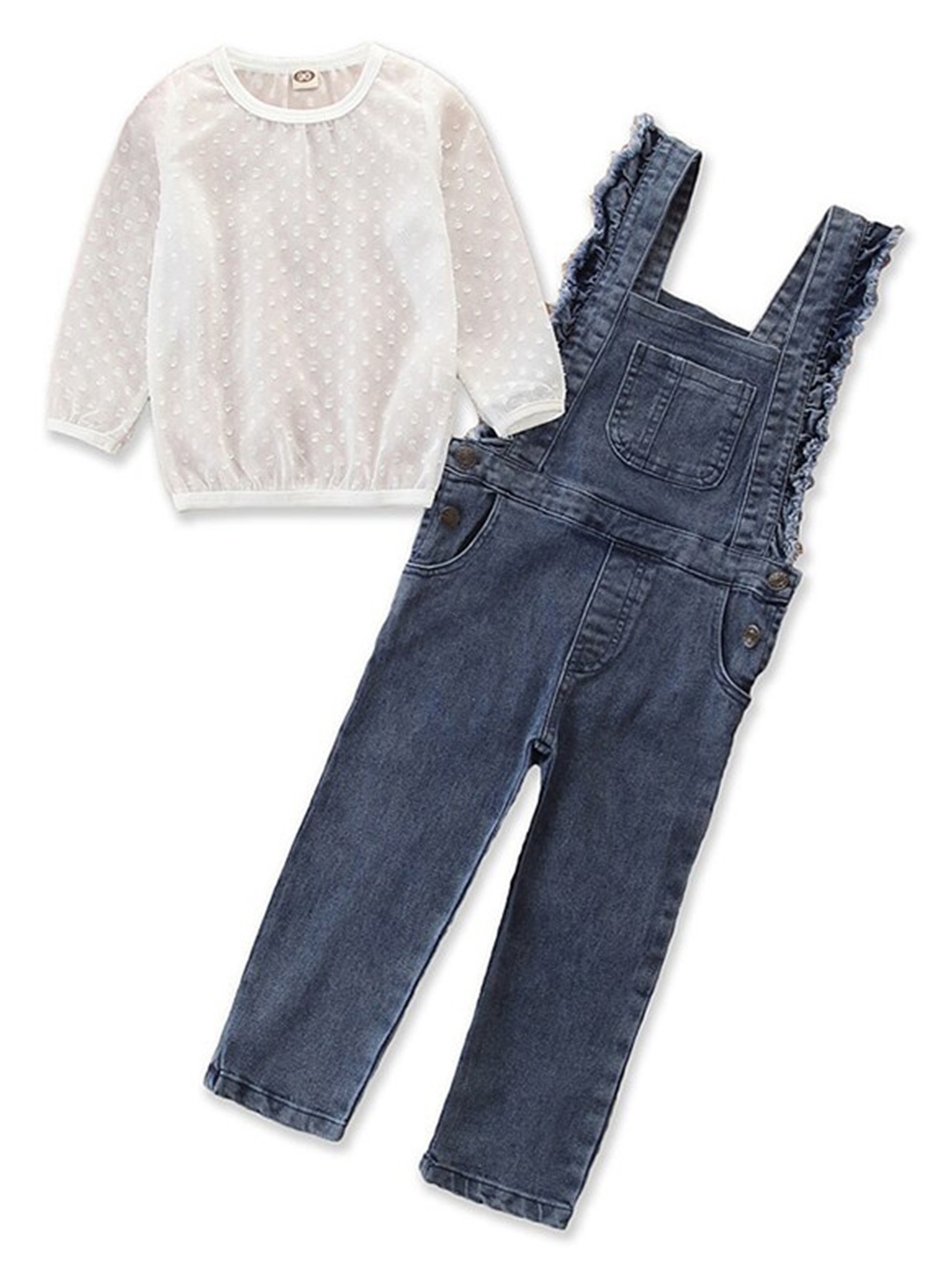 

StyleCast Girls White Dungarees With Top